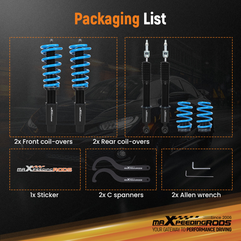 Maxpeedingrods T6 Coilovers Lowering Coils compatible for Audi A6 / A6 Quattro (C8) 2019+