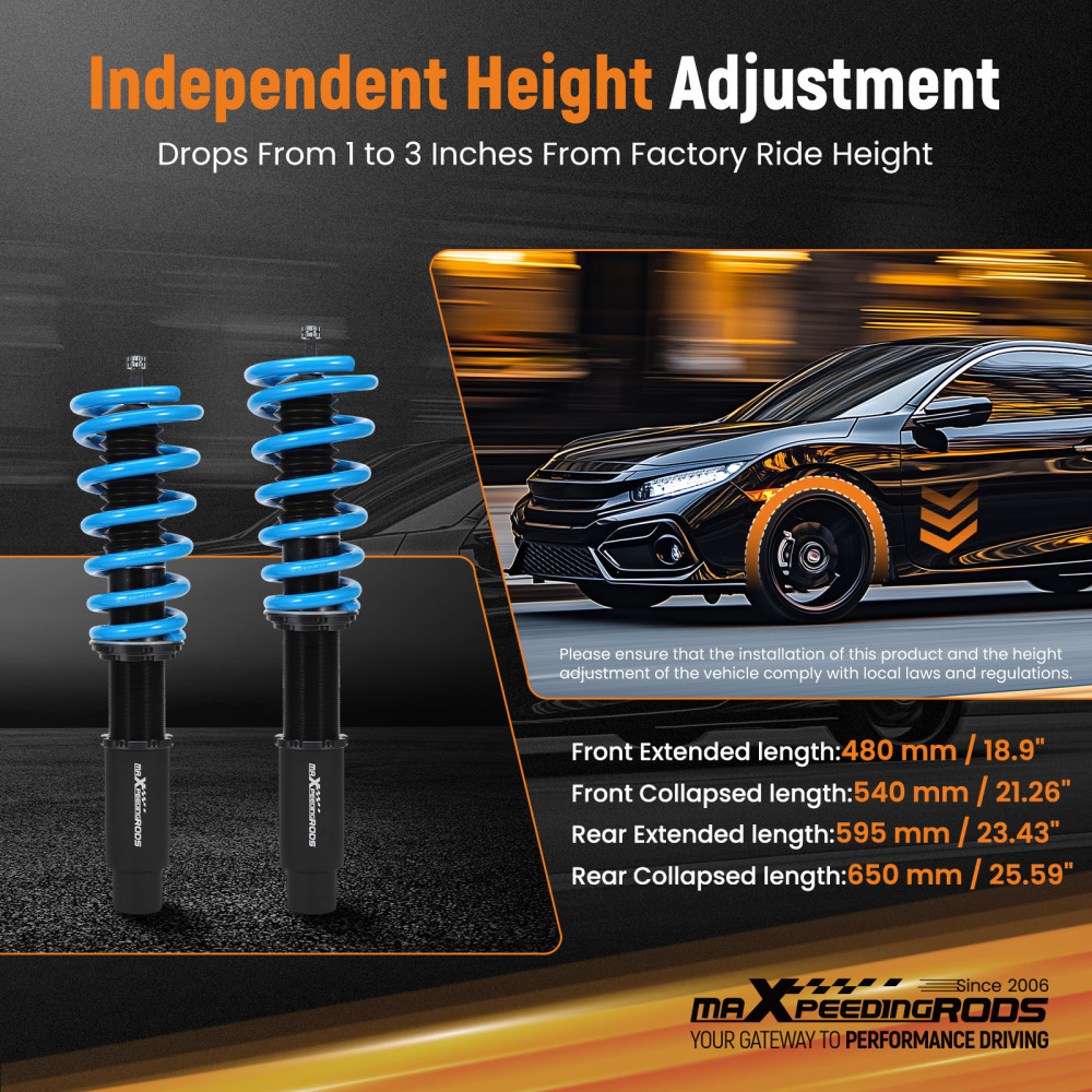 Maxpeedingrods T6 Coilovers Lowering Coils compatible for Audi A6 / A6 Quattro (C8) 2019+