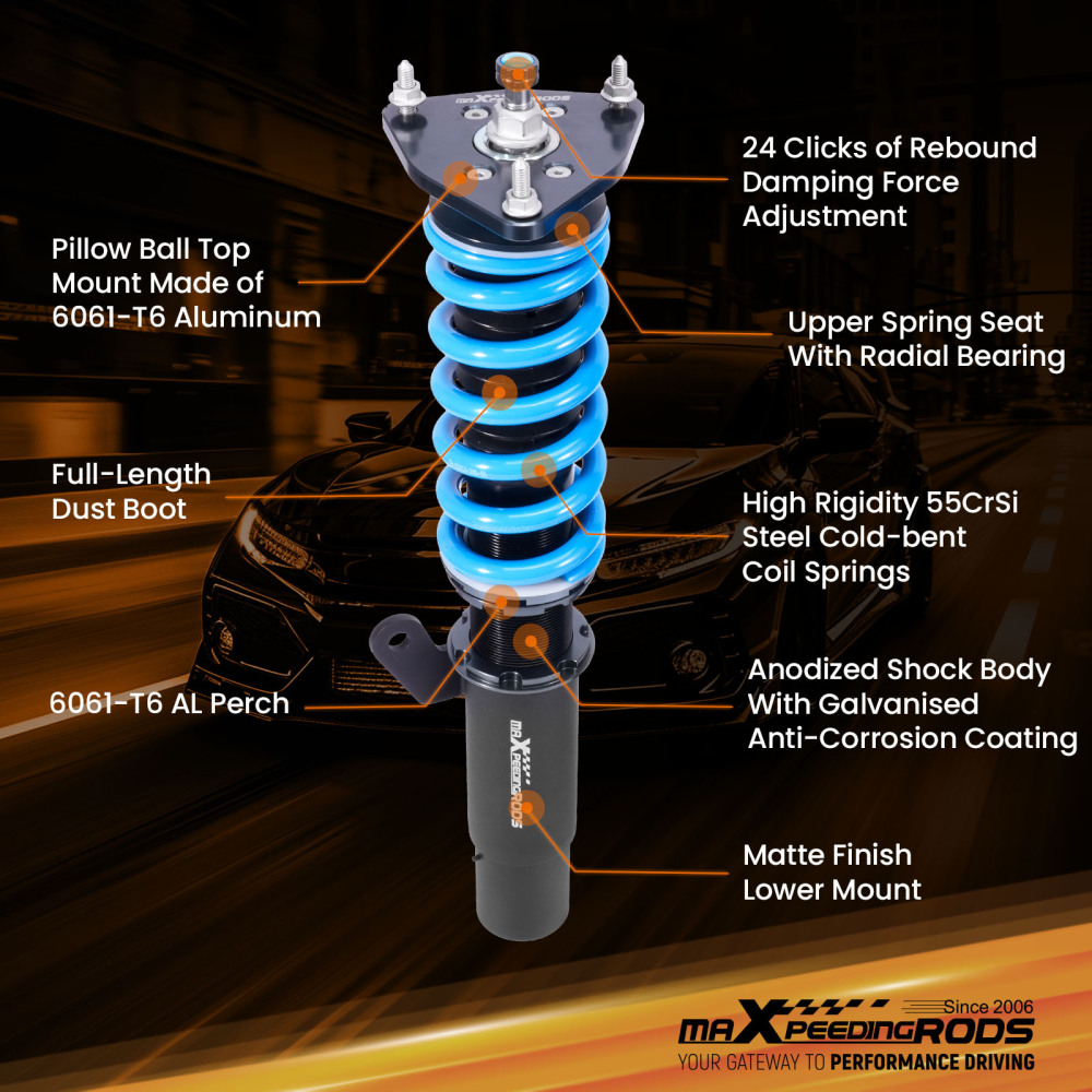 MaXpeedingrods T6 Coilovers Lowering Suspension Kit compatible for VW Atlas (CA) 2018+