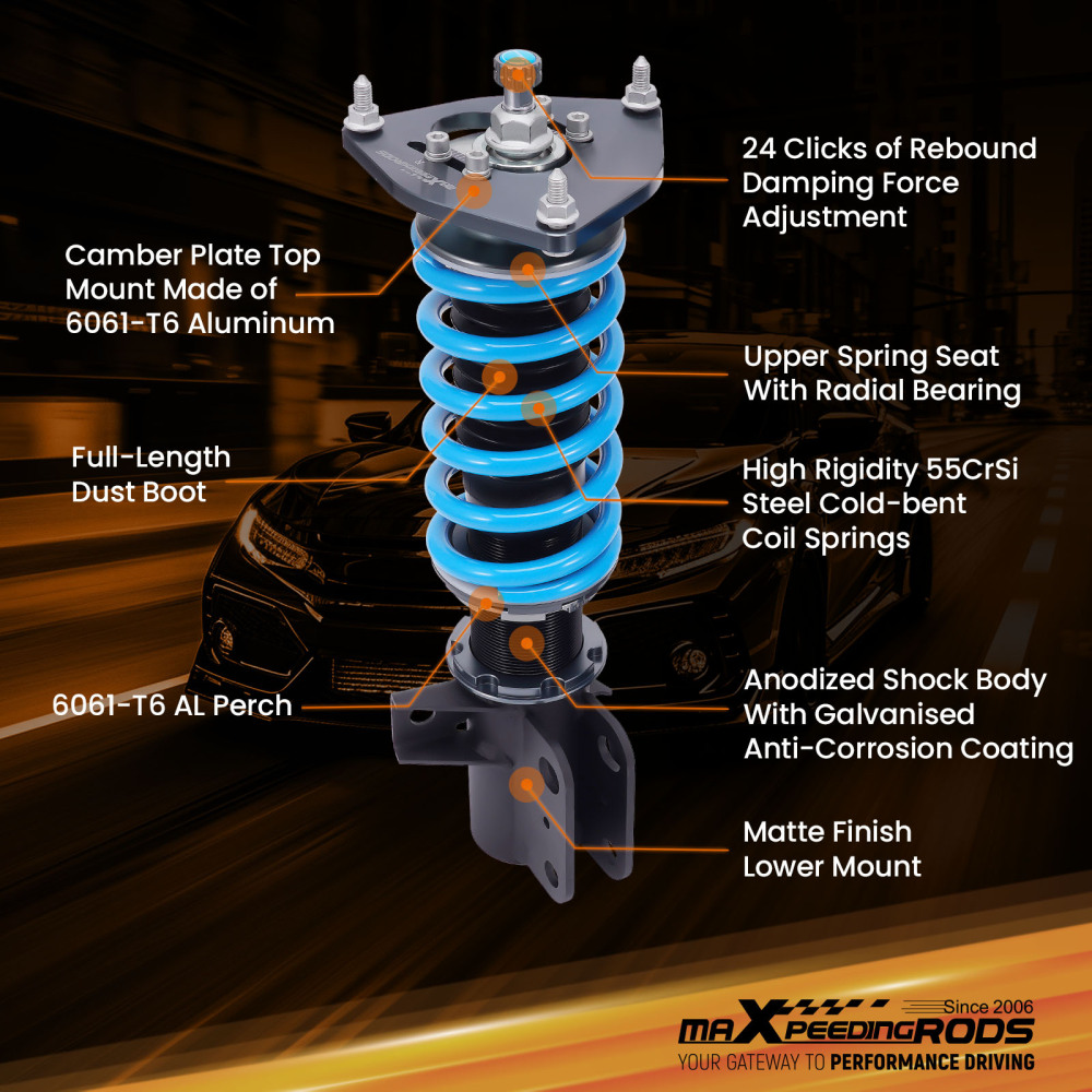 24 Way Damper Adjustable Coilover Lowering Kit compatible for Toyota GR86 2022-2025