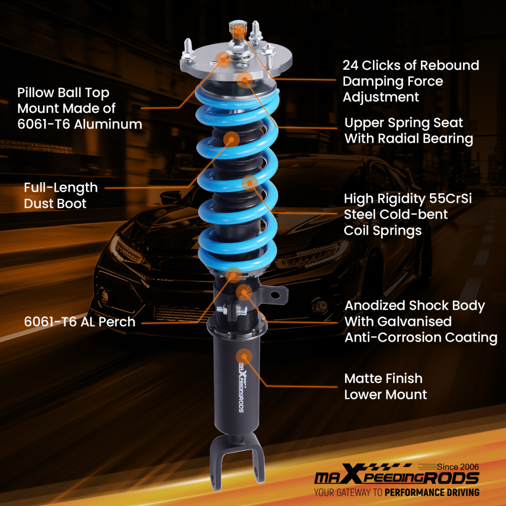 MaXpeedingrods T6 Coilovers Kit compatible for BMW 5 Series F10 520i 523i 520d 535d 10-16