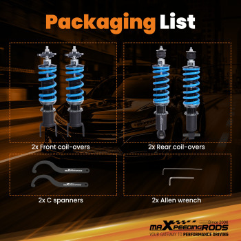 24 Level Adjustable Coilovers Lowering Kit compatible for Chevrolet Corvette C6 2005-2013