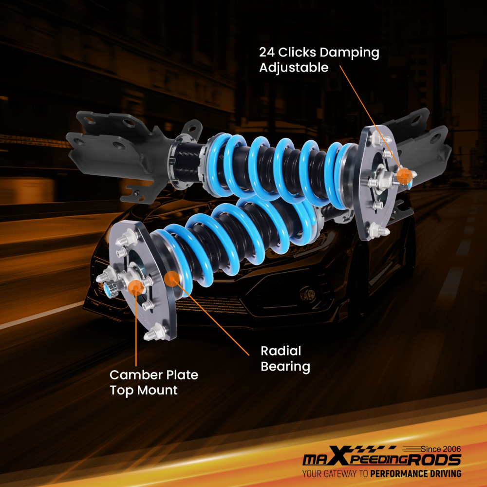 24 Step Damper Coilovers Shocks Lowering Kit compatible for Toyota Camry L/LE/XLE 12-17