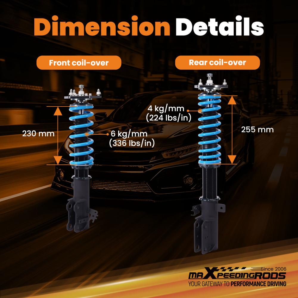 MaXpeedingrods T6 Coilovers 24 Level Adjustable compatible for Toyota Camry SE XSE 2012-17