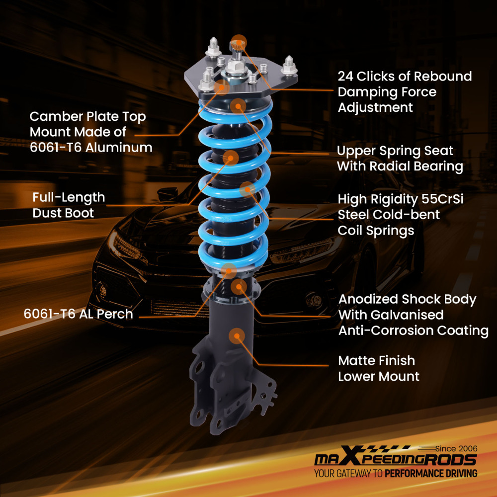MaXpeedingrods T6 Coilovers 24 Level Adjustable compatible for Toyota Camry SE XSE 2012-17
