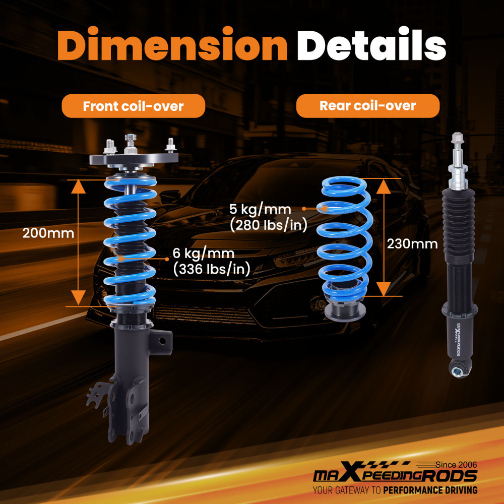 24 Level Damper Coilovers Shocks Struts Kit compatible for Toyota Camry L/LE/XLE 2018-2022