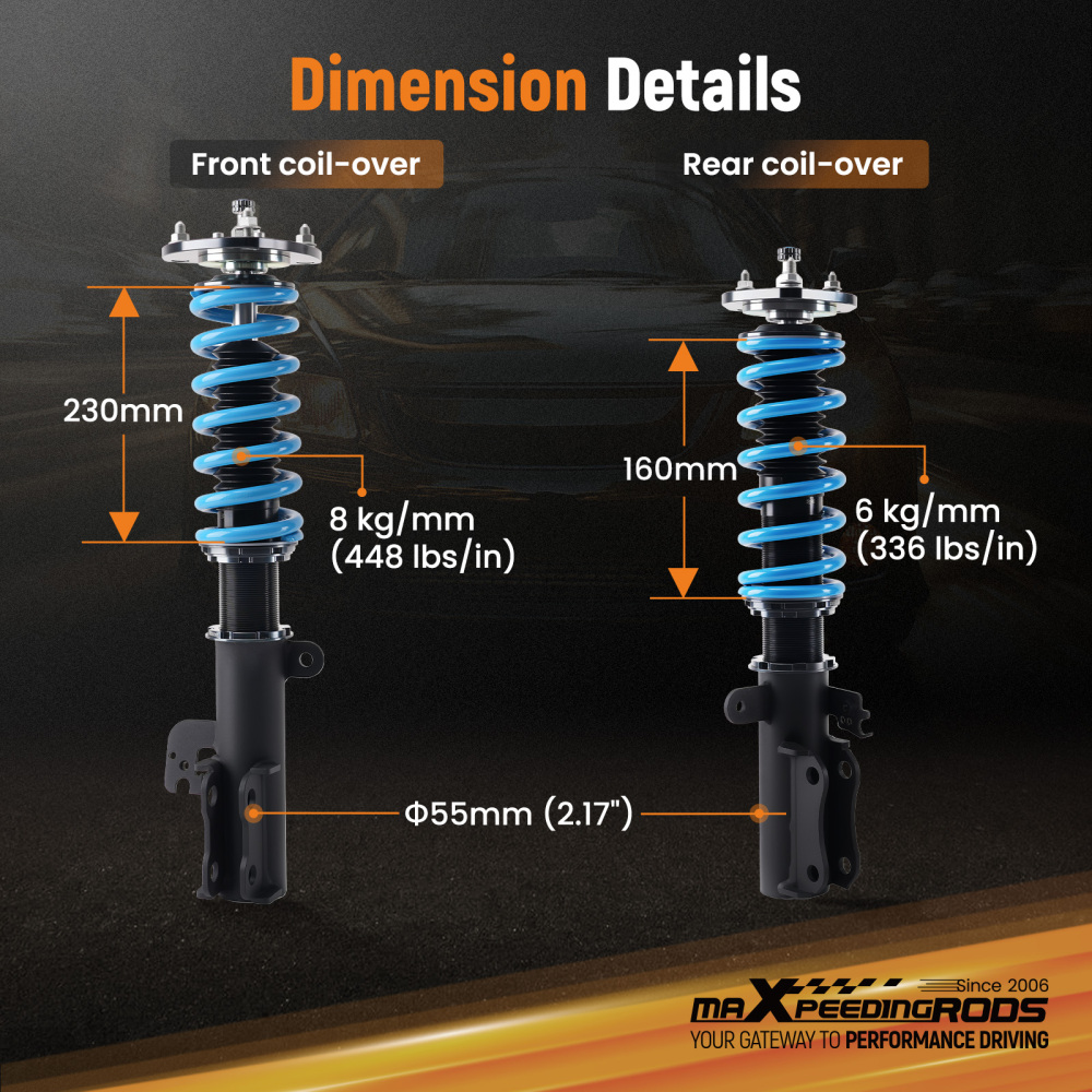 24 Ways Coilovers Damping Adjustable compatible for Toyota Camry2002-2006 ACV30/MCV30