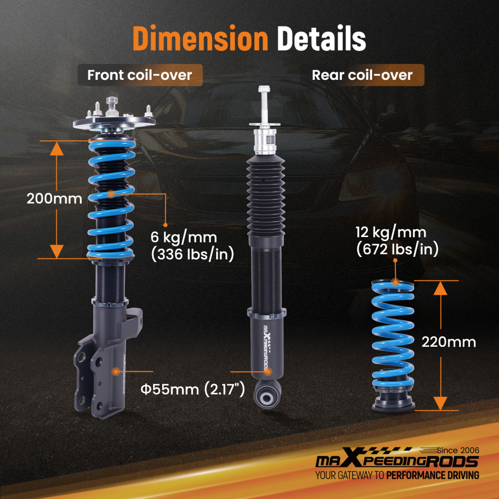 24 Way Damping Adjustable COILOVERS Suspension Kit FOR 16-25 compatible for CHEVROLET CAMARO