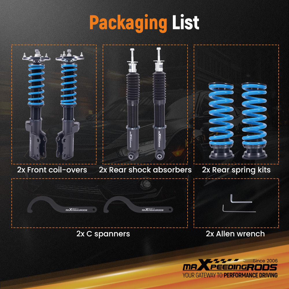 24 Way Damping Adjustable COILOVERS Suspension Kit FOR 16-25 compatible for CHEVROLET CAMARO