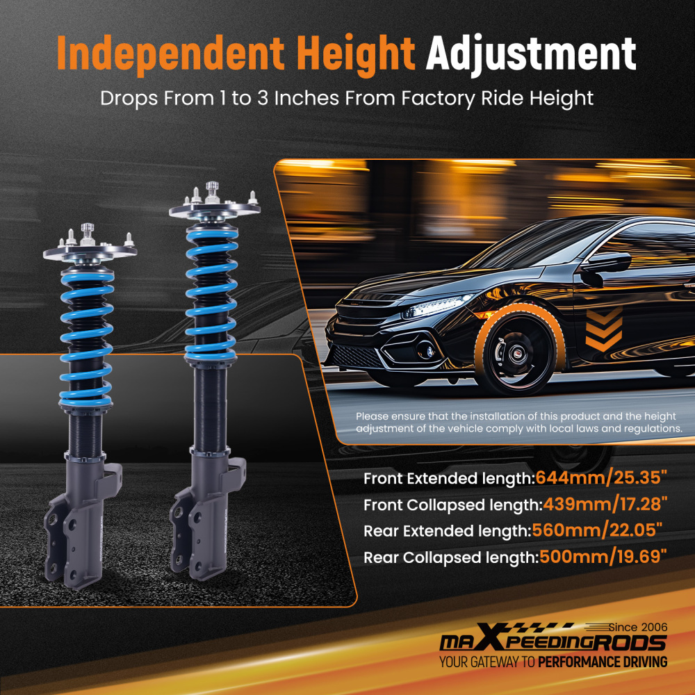 24 Way Damping Adjustable COILOVERS Suspension Kit FOR 16-25 compatible for CHEVROLET CAMARO