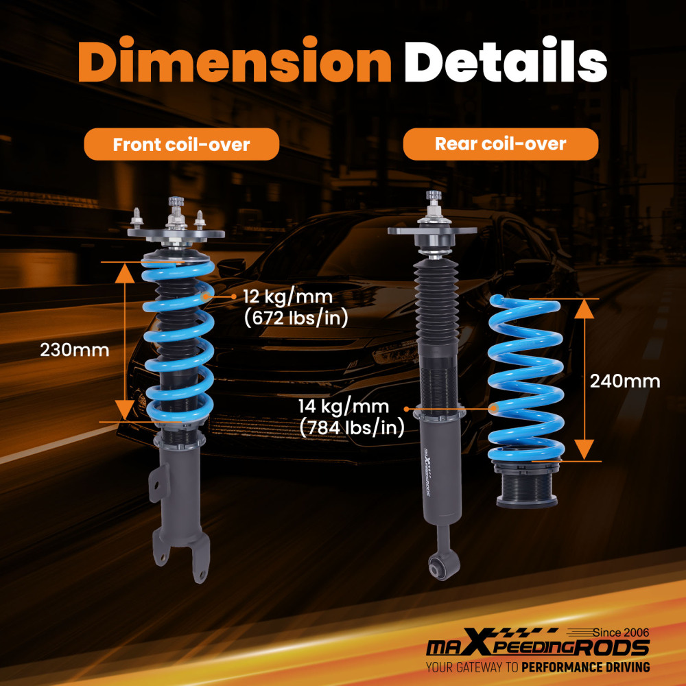 Maxpeedingrods T6 Coilovers 24 Way Damper Struts compatible for Dodge Challenger 11-22 RWD