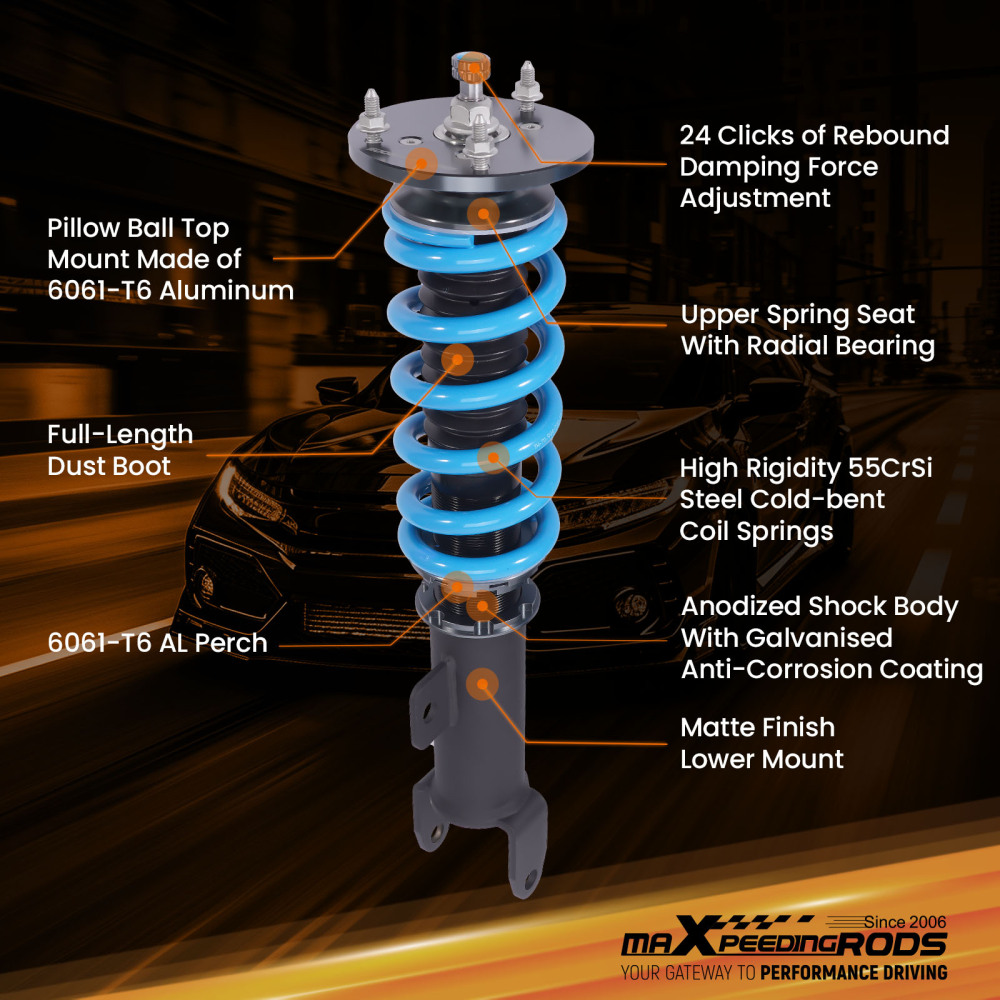 Maxpeedingrods T6 Coilovers 24 Way Damper Struts compatible for Dodge Challenger 11-22 RWD