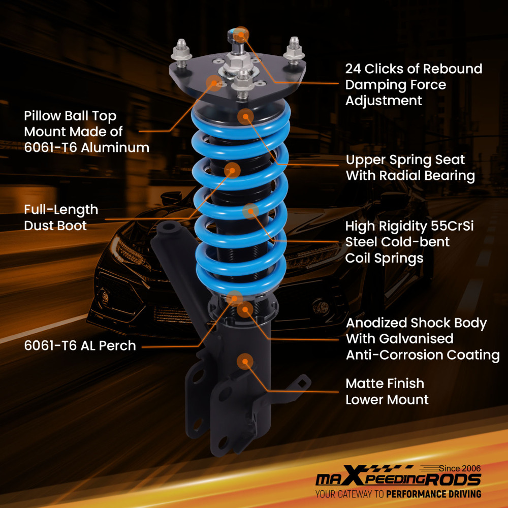 Adjustable DamperHeight Coilovers Suspension compatibile per Honda Civic (EM2) 2001-2005 Lowering Kit