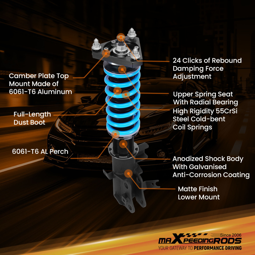 24 Level Damper Coilovers Lowering Suspension Kit compatible for HONDA CIVIC SI 12-13
