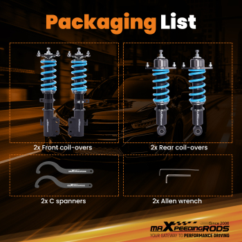 COT6 Coilovers Suspension compatible for Toyota Corolla ZZE122 Hatchback 1.8 VVTi 1ZZ-FE