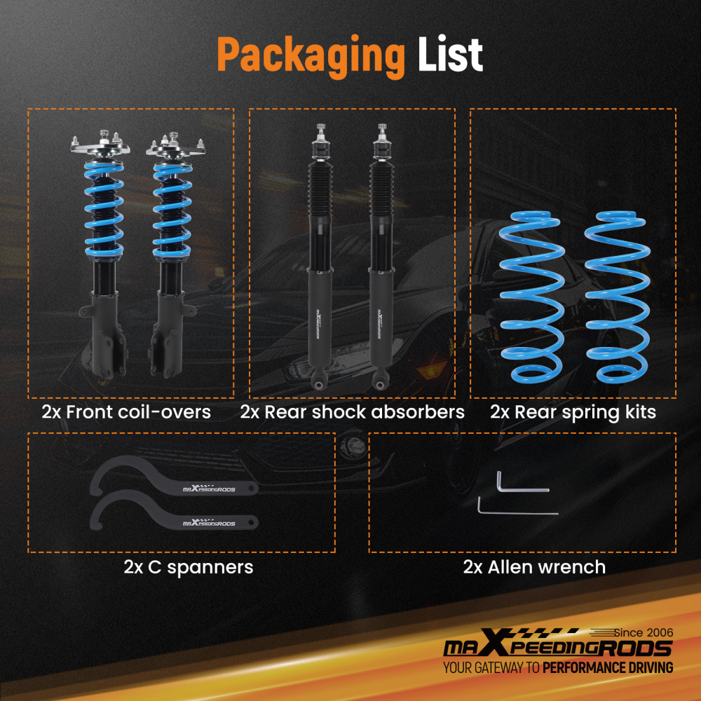 MaXpeedingrods T6 Coilovers Lowering Coils compatible for TOYOTA COROLLA IM 2017-2018 compatible for FWD