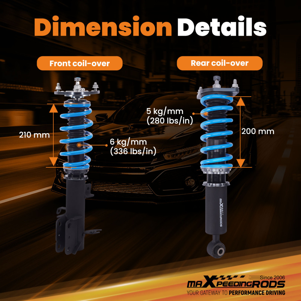 MaXpeedingrods T6 Coilovers Lowering Kit compatible for Subaru XV Crosstrek 2018-Current