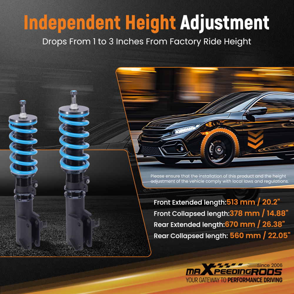 MaXpeedingrods T6 Coilovers Lowering Kit compatible for Chevrolet Cruze 2009-2015