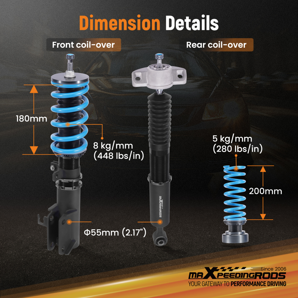 MaXpeedingrods T6 Coilovers Lowering Kit compatible for Chevrolet Cruze 2009-2015