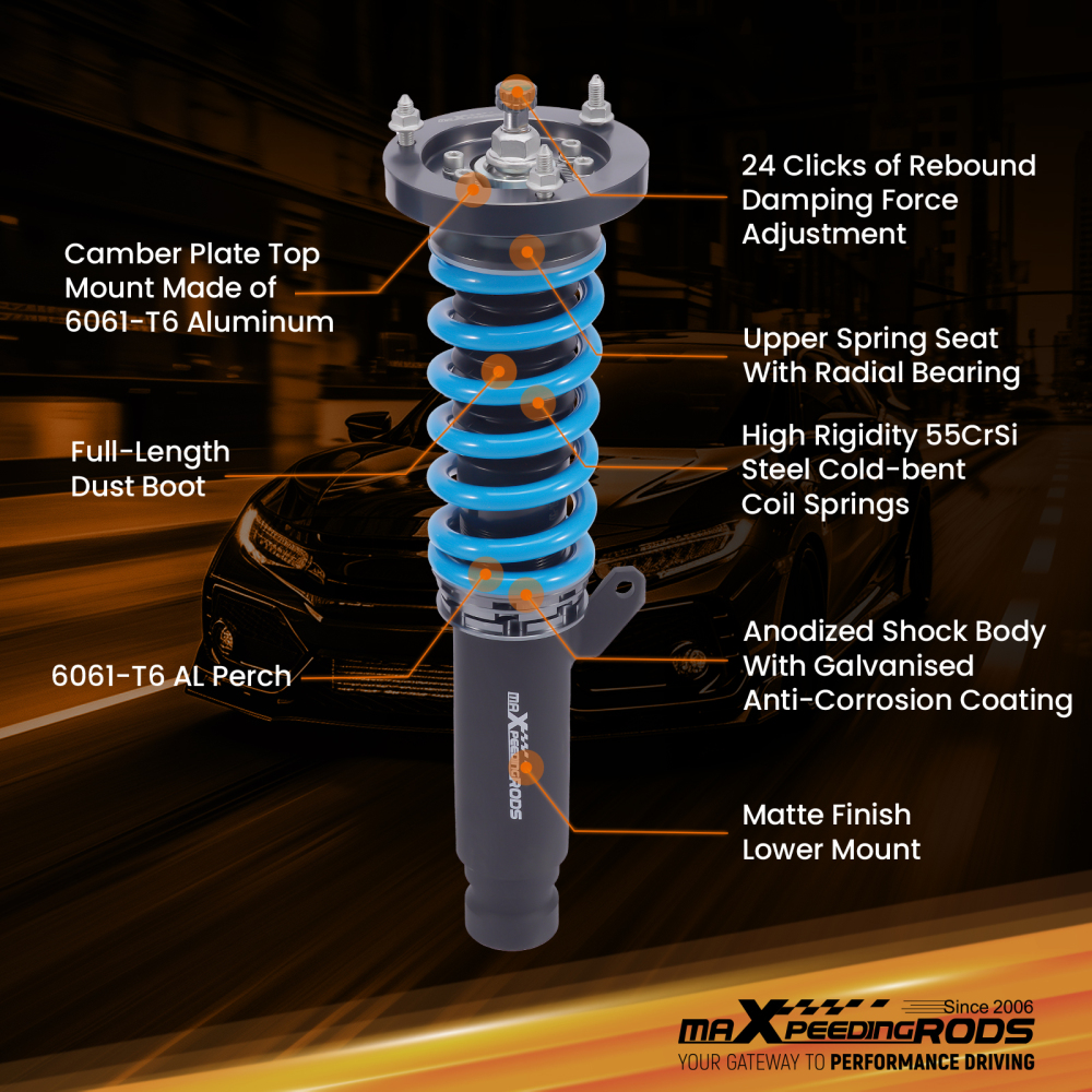 MaXpeedingrods T6 Coilovers 24 Level Damper compatible for BMW 3-Series AWD E46 325xi 330xi