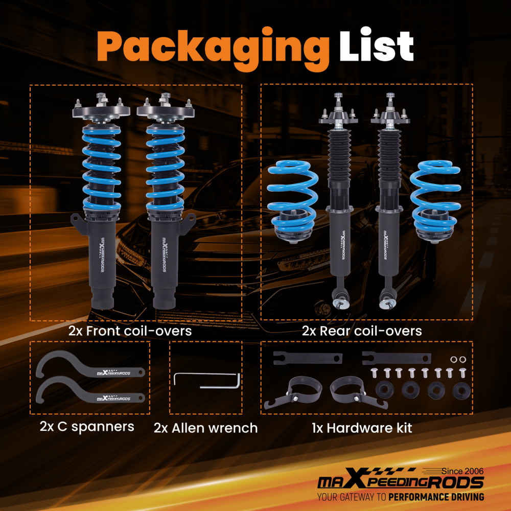MaXpeedingrods T6 Coilovers 24 Level Damper compatible for BMW 3-Series AWD E46 325xi 330xi