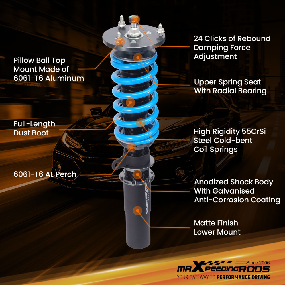 Adjustable Coilover Set compatible for BMW 5 Series E60 Sedan AWD 2004 2005 2006 2007-2010 Lowering Kit