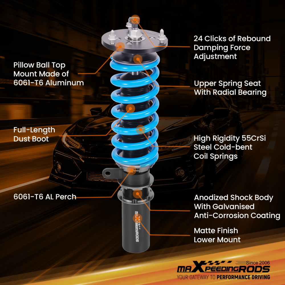 Suspension Parts Adjustable Amortiguador compatible para Bmw Serie 5 E60 Sedan 2004-2010