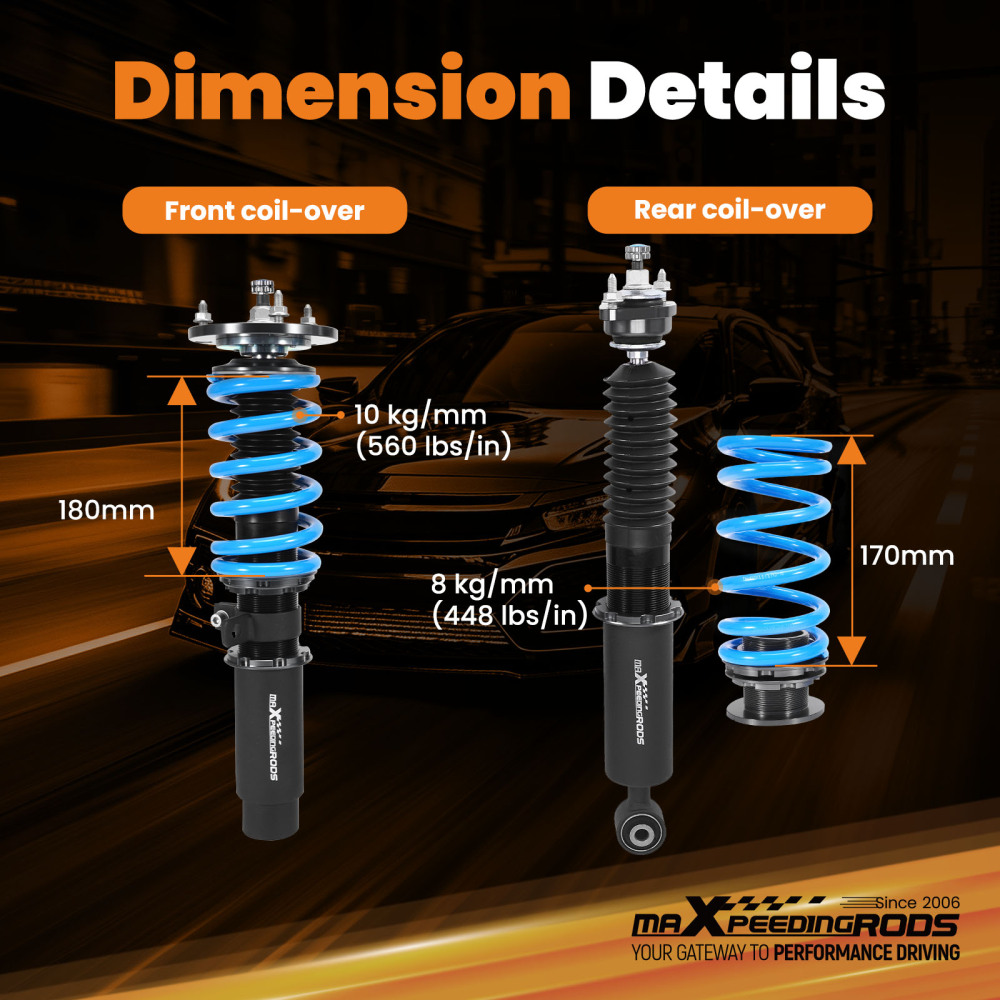 24 Ways Adjustable Damper Coilovers compatible for BMW Z4 E85 E86 Lowering Suspension Kit