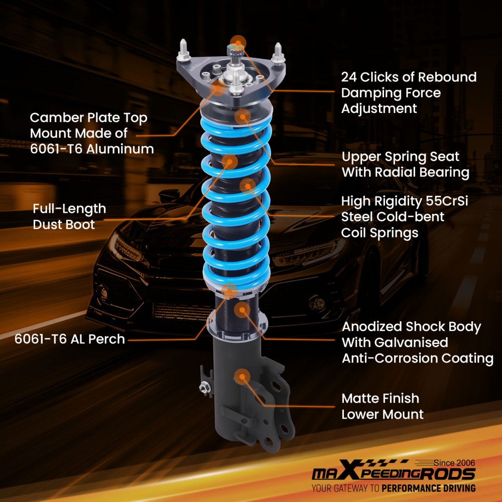 MaXpeedingrods T6 Coilover 24 Level Damper Shock compatible for Scion XB 2004-2006