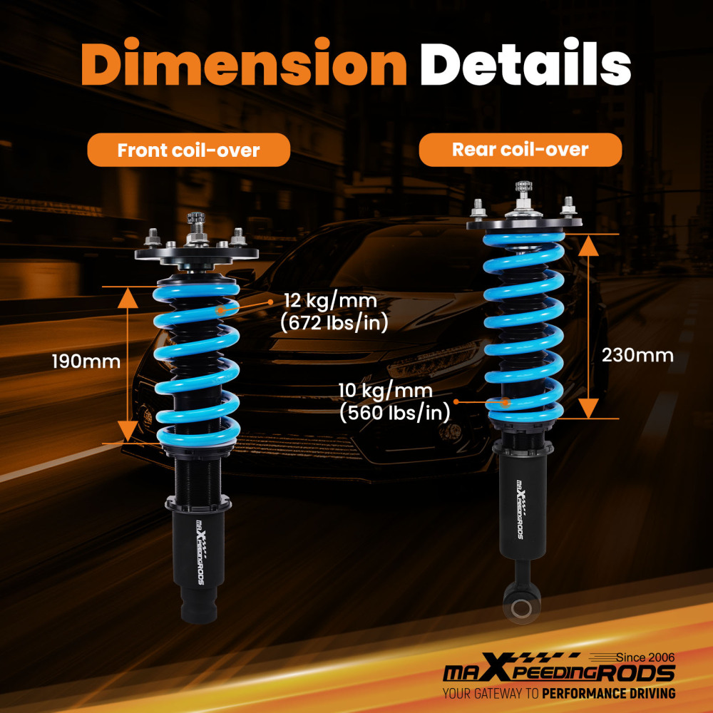Amortisseurs combinés fileté réglables compatible pour Mitsubishi Eclipse MK2 1995-1999