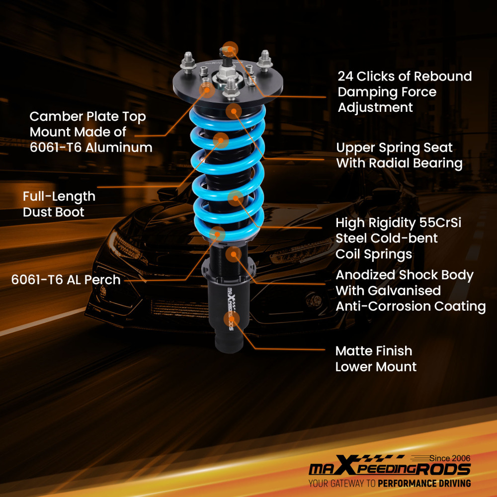 Amortisseurs combinés fileté réglables compatible pour Mitsubishi Eclipse MK2 1995-1999
