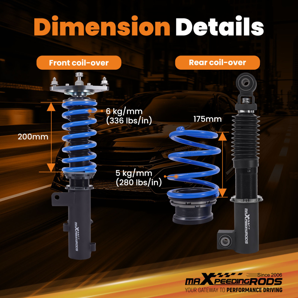 MaXpeedingrods T6 Coilovers 24 Way Damper Lowering Kit compatible for Kia Forte 2014-2018