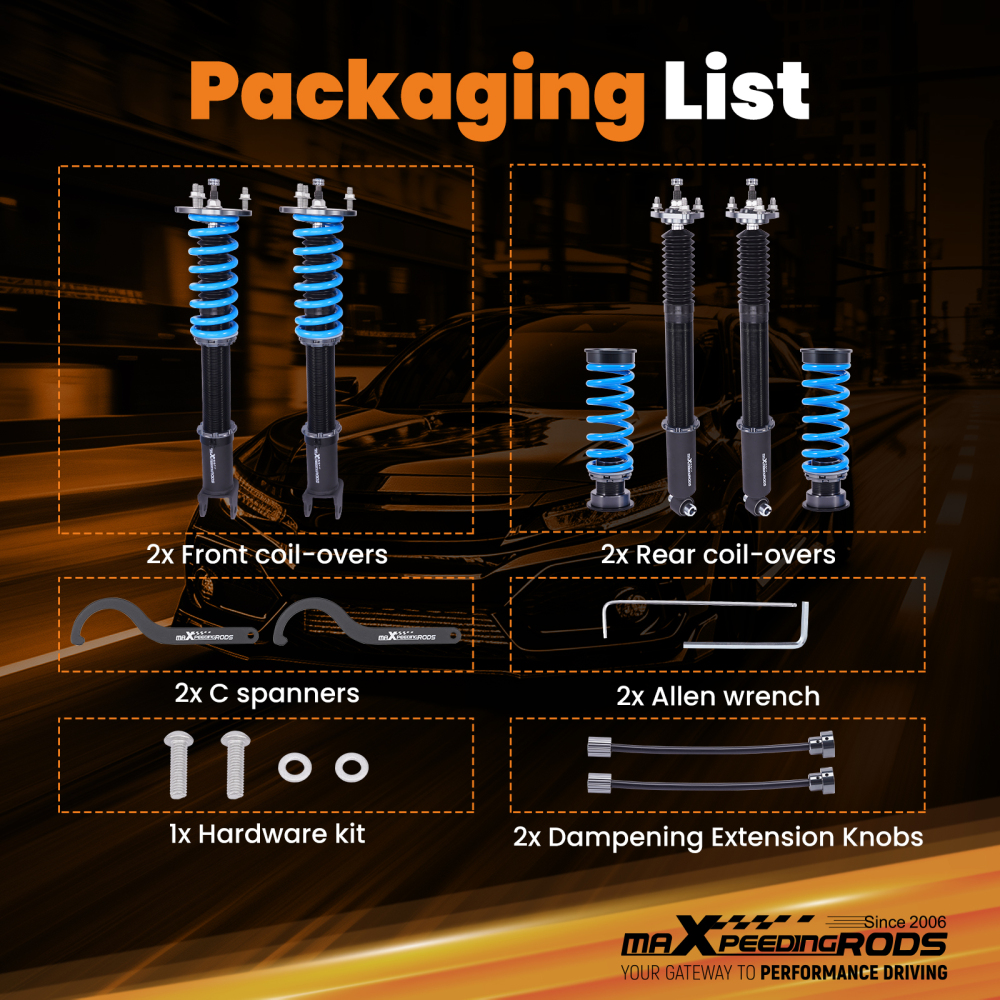 Coilovers Lowering Kit 24 Way ADJUSTABLE Damping compatible for LEXUS GS350/GS450h 13-20