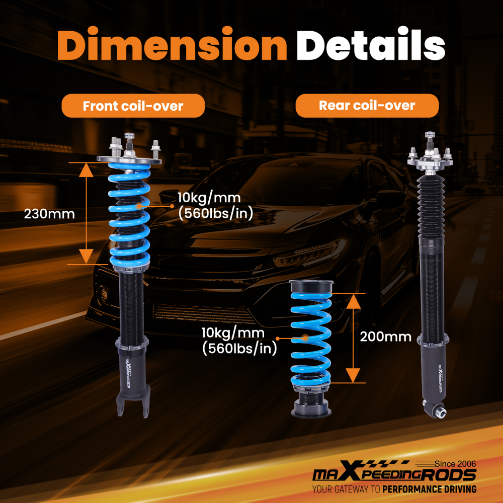 Coilovers Lowering Kit 24 Way ADJUSTABLE Damping compatible for LEXUS GS350/GS450h 13-20