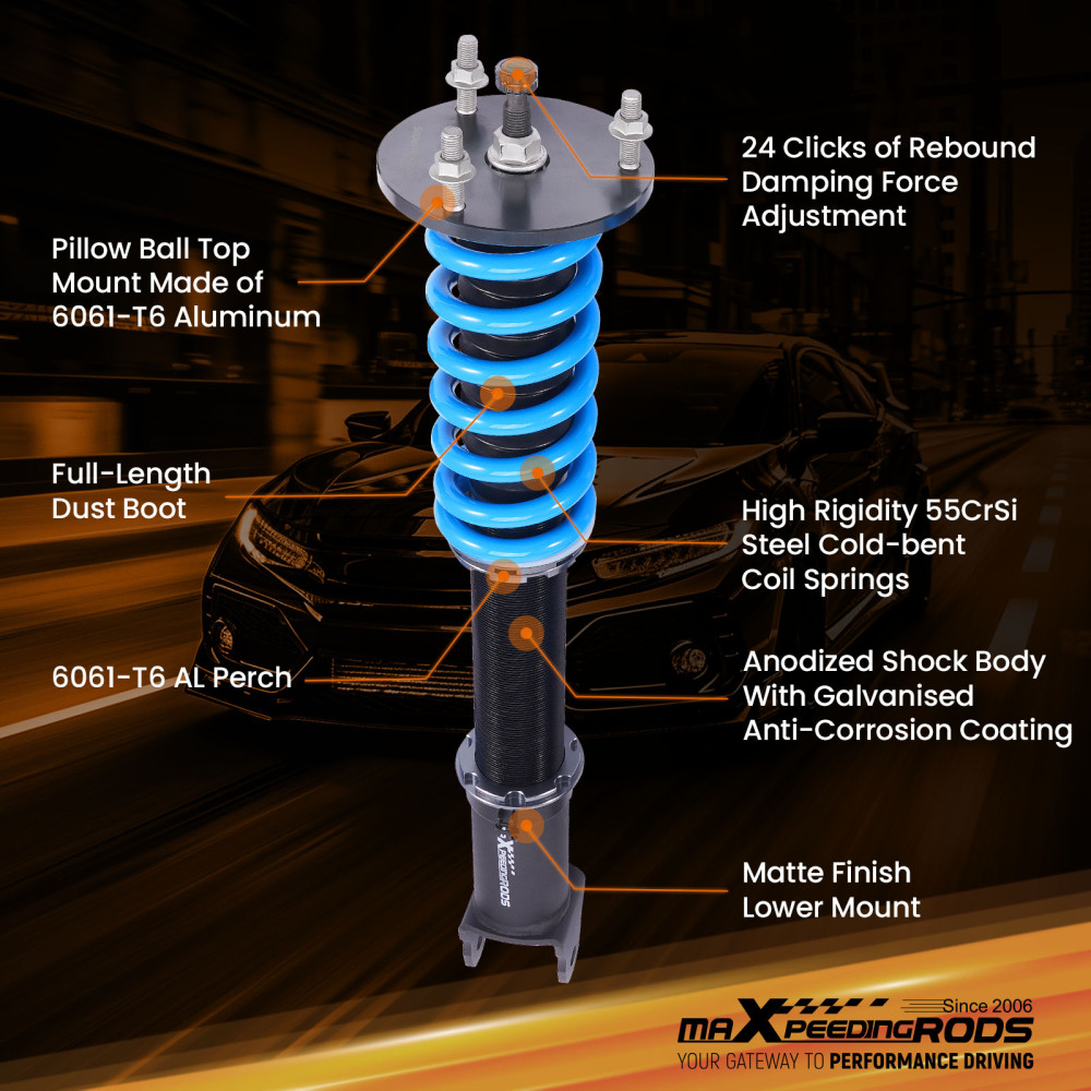 Coilovers Lowering Kit 24 Way ADJUSTABLE Damping compatible for LEXUS GS350/GS450h 13-20