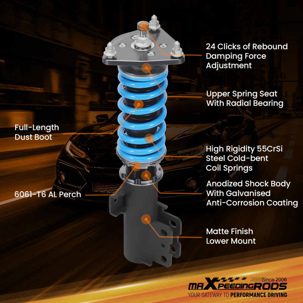 MaXpeedingrods T6 Coilovers Lowering Kit compatible for Hyundai Genesis Coupe (BK) 2008-10