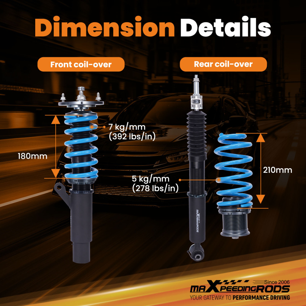 T6 Coilovers Suspension Kit compatible for VW Golf Mk7 (5G) 2.0TSI 2015-2019