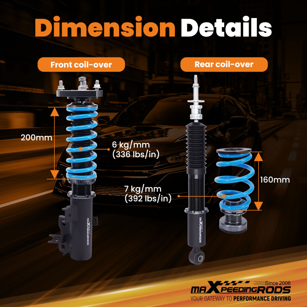 24 Level Damper Adjustable Coilovers Suspension Kit compatible for Acura ILX 2016-2021