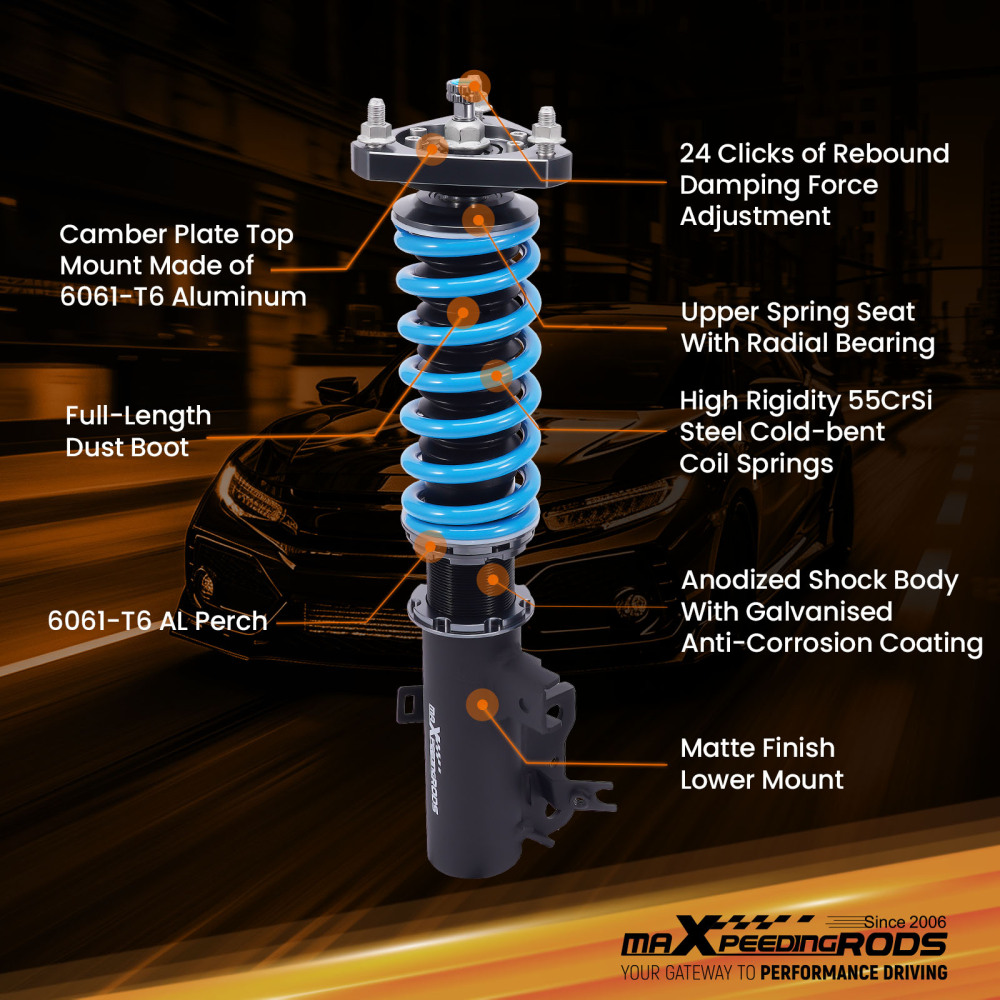 24 Level Damper Adjustable Coilovers Suspension Kit compatible for Acura ILX 2016-2021