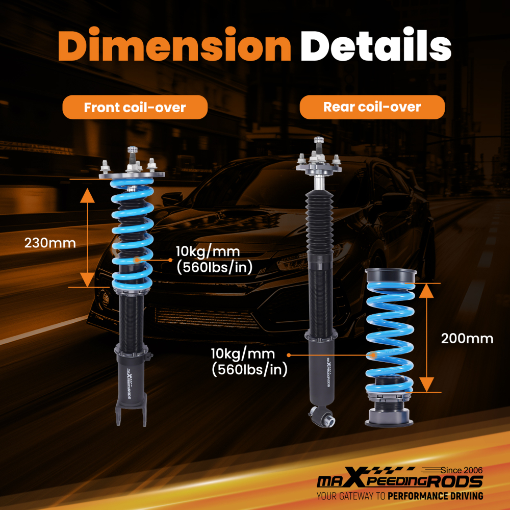 MaXpeedingrods T6 Coilovers 24 Way Damper Suspension compatible for Lexus IS200T 17-25 RWD