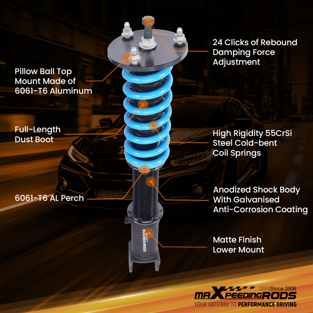 MaXpeedingrods T6 Coilovers 24 Way Damper Suspension compatible for Lexus IS200T 17-25 RWD