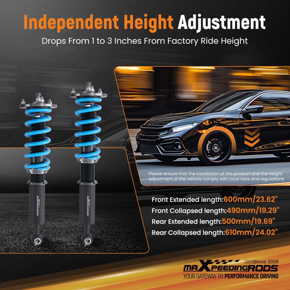 MaXpeedingrods Street Coilovers Lowering Kit compatible for Lexus LS430 LS 430 2001-06