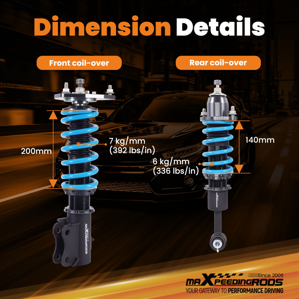 MaXpeedingrods COT6 Coilovers Suspension compatible for Mitsubishi Lancer 2002 03 04 05 06 lowering kit