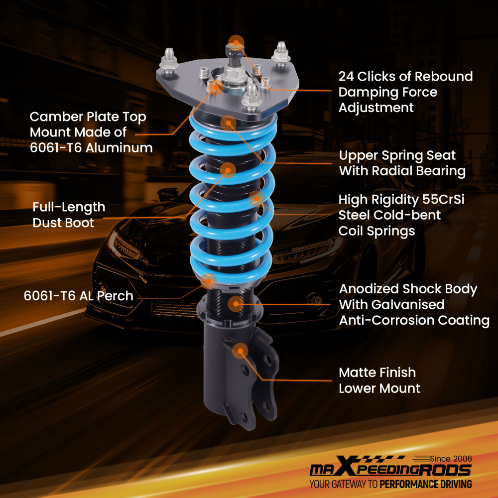 MaXpeedingrods COT6 Coilovers Suspension compatible for Mitsubishi Lancer 2002 03 04 05 06 lowering kit