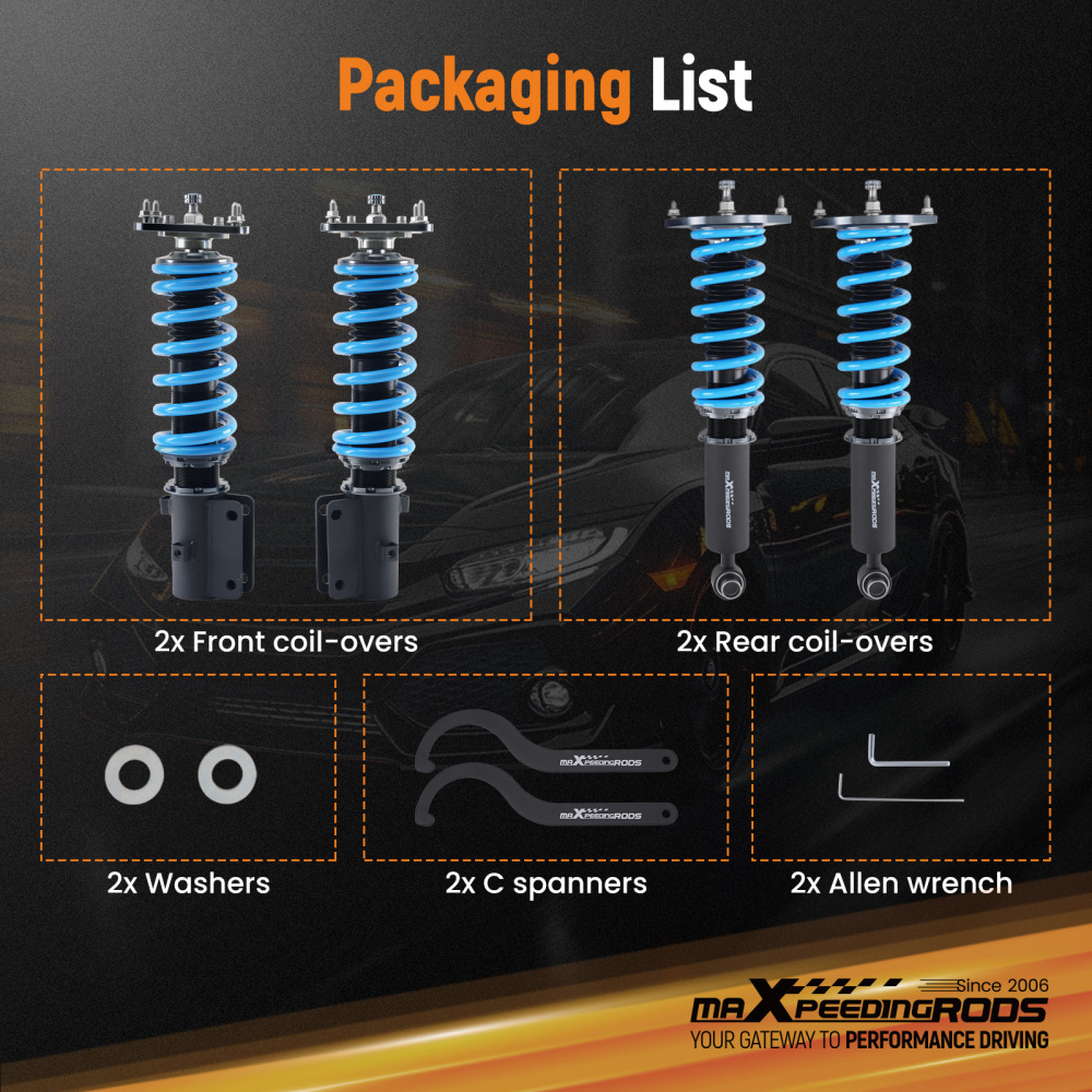 Coilover Struts compatible for Mazda RX7 FC FC3S 86-91 Coilovers 24 ways adjustable Damper Lowering Kit