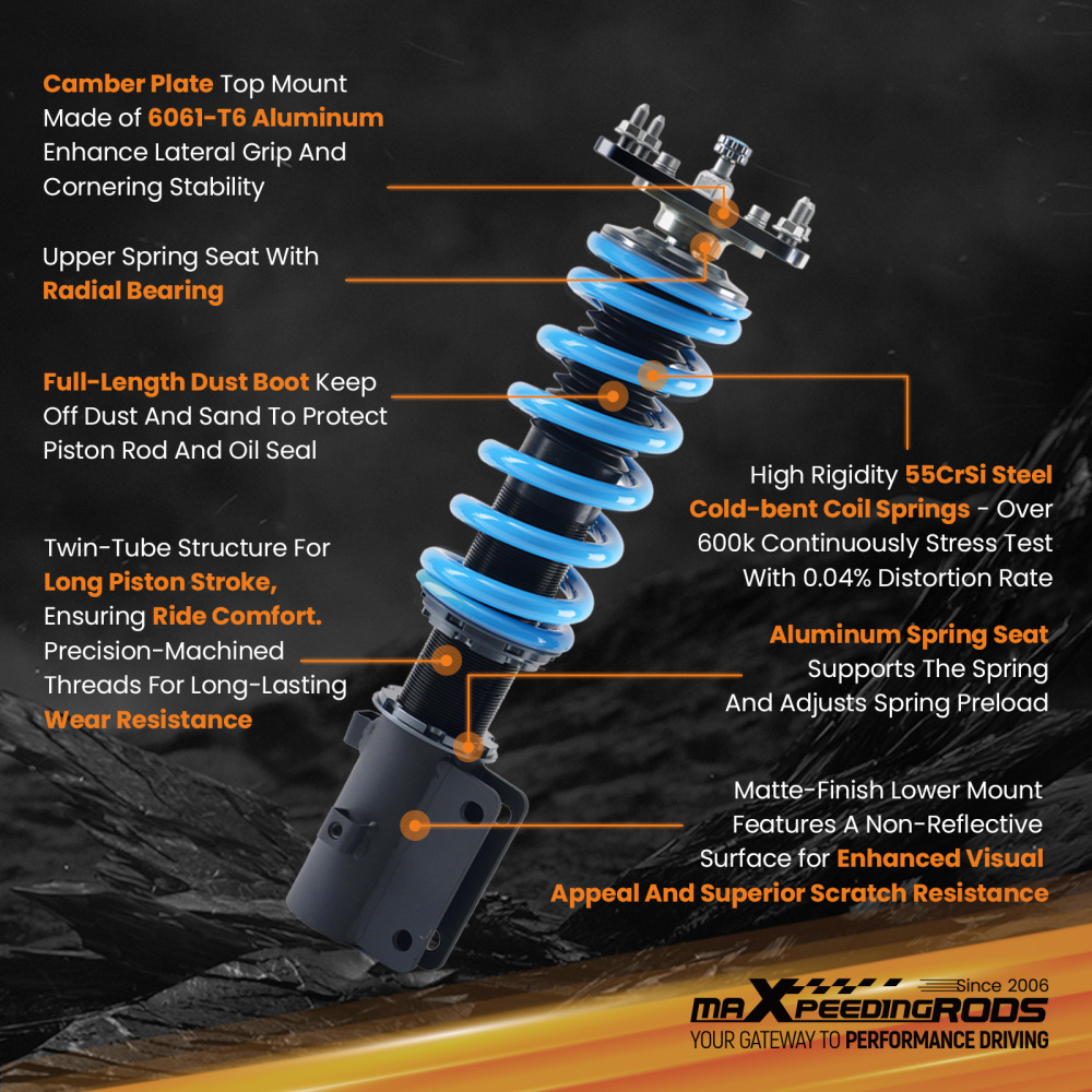 Coilover Struts compatible for Mazda RX7 FC FC3S 86-91 Coilovers 24 ways adjustable Damper Lowering Kit