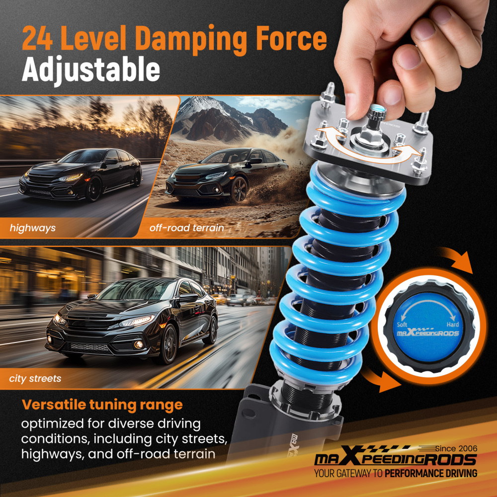 Coilover Struts compatible for Mazda RX7 FC FC3S 86-91 Coilovers 24 ways adjustable Damper Lowering Kit