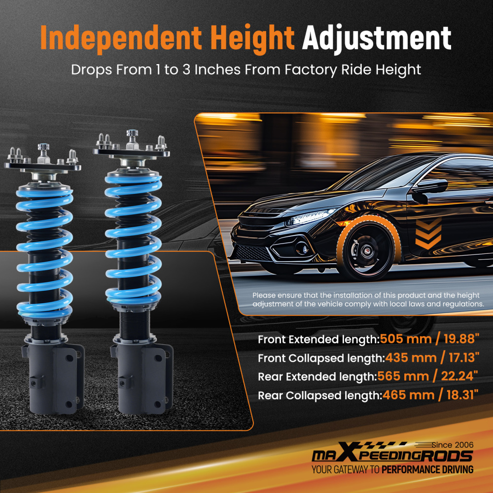 Coilover Struts compatible for Mazda RX7 FC FC3S 86-91 Coilovers 24 ways adjustable Damper Lowering Kit
