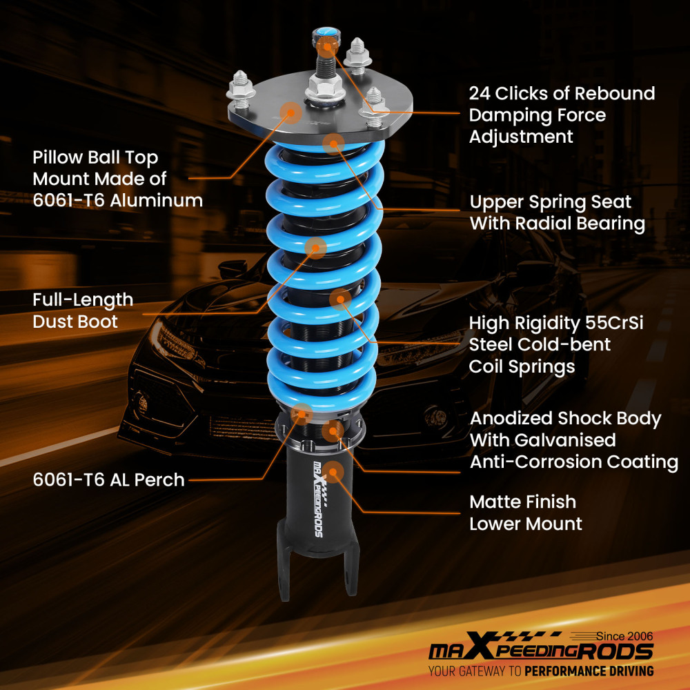 24 Way Damper Coilovers Shock+Spring Kit compatible for Mazda Miata MX5 06-15 NC