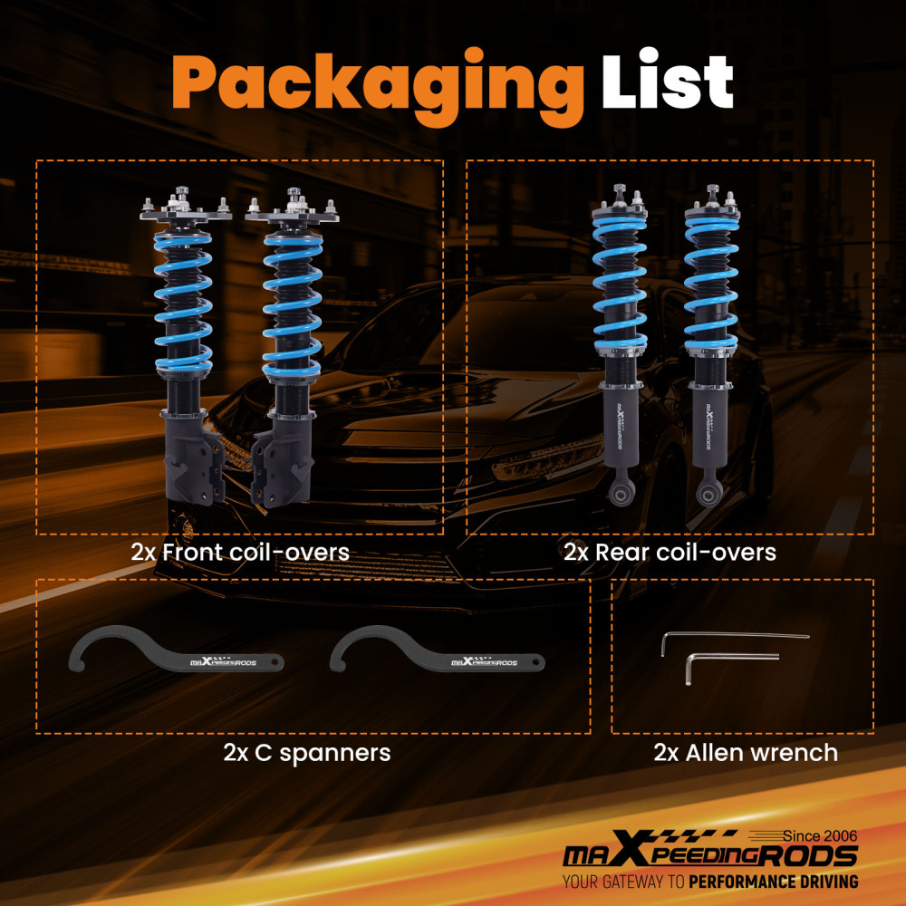 MaXpeedingrods T6 Coilover Suspension Kit compatible for Mitsubishi Mirage 1997-2001
